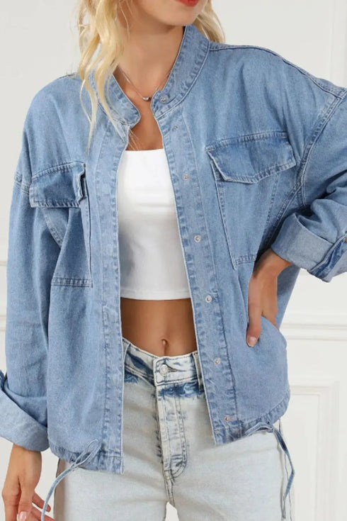'Sable' Snap Down Denim Jacket - Celes Fashion